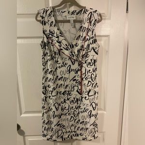 JOSEPH RIBKOFF Dress, White/Black with Red Zipper, Size 10